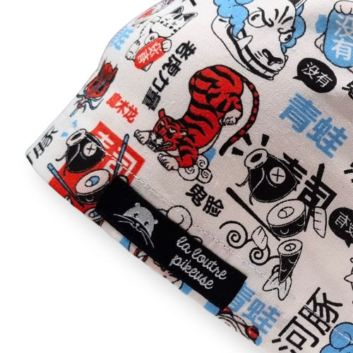 Calot de bloc couvrant avec des motifs animaux japonais