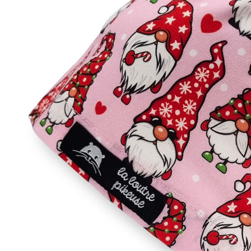 Calot de bloc couvrant lutins de noël rouge et rose
