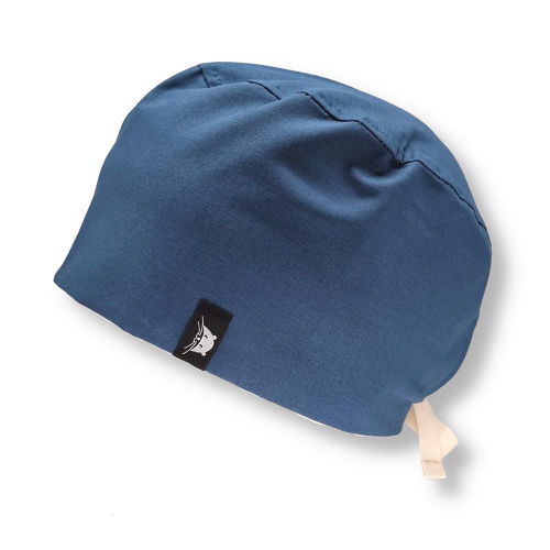 Calot court en tissu bleu orage uni
