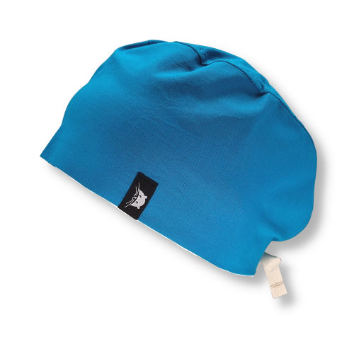 Calot court en tissu bleu turquoise uni