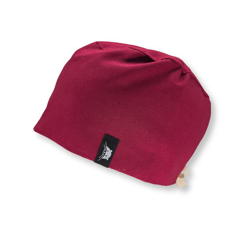 Calot court en tissu bordeaux uni