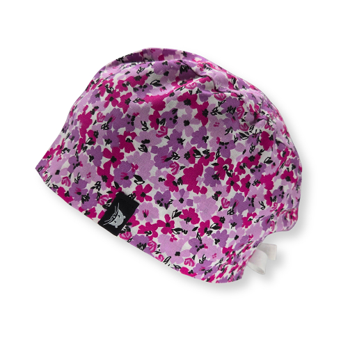 Calot de bloc court avec des fleurs violettes