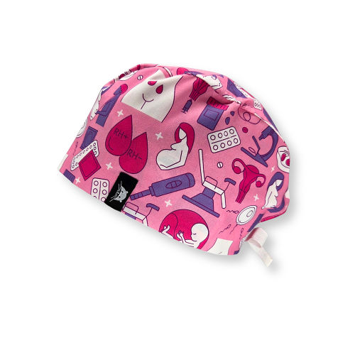 Calot court - Grossesse Calot de bloc court rose avec des motifs de grossesse