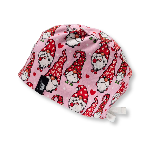 Calot de bloc court lutins de noël rouge et rose