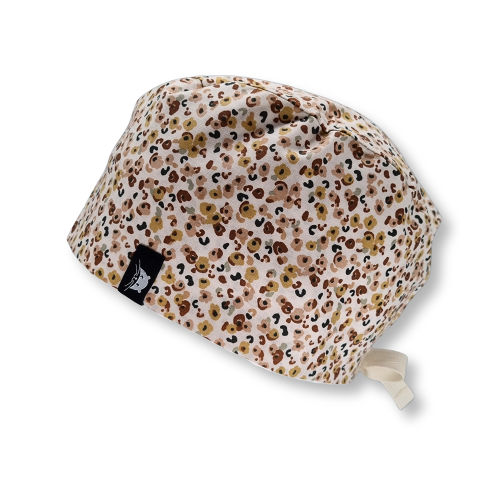 Calot court - Mini léo Calot court en tissu avec des motifs léopard beige