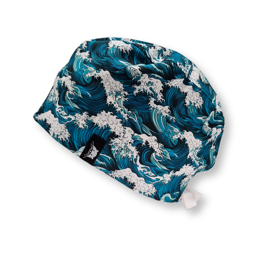 Calot de bloc court avec des vagues bleu turquoise