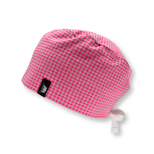 Calot de bloc court vichy rose fluo