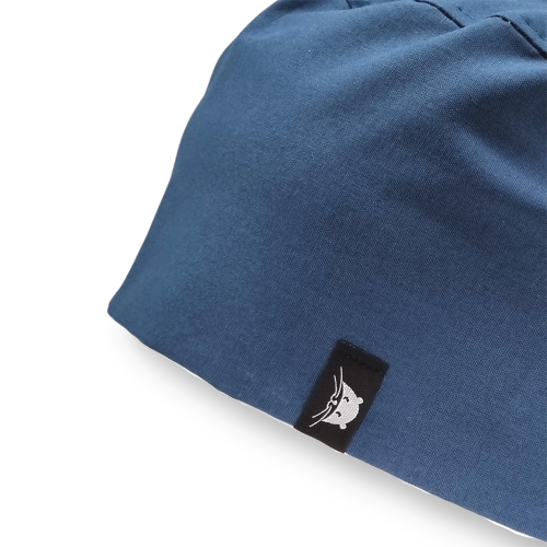 Calot court en tissu bleu orage uni