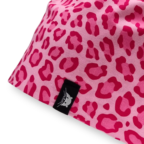 Calot de bloc court motif léopard rose girly