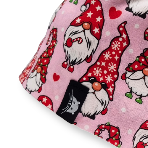 Calot de bloc court lutins de noël rouge et rose