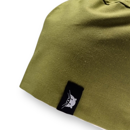 Calot court en tissu olive uni