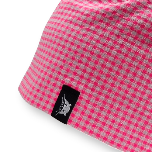 Calot de bloc court vichy rose fluo