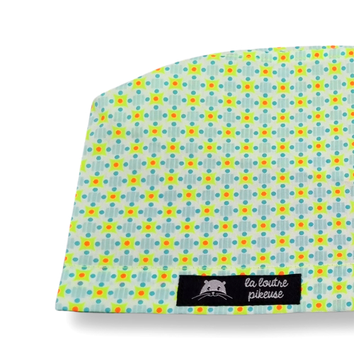 Calot de bloc couvrant petit pan motifs géométriques jaune fluo