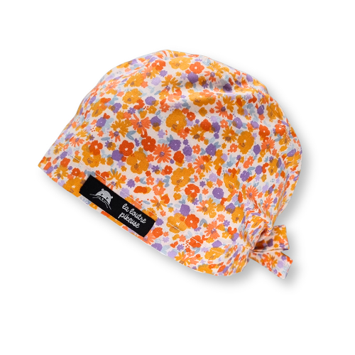 Calot de bloc couvrant avec des fleurs oranges et mauves