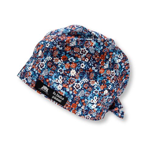 Calot de bloc couvrant avec des fleurs bleues et oranges