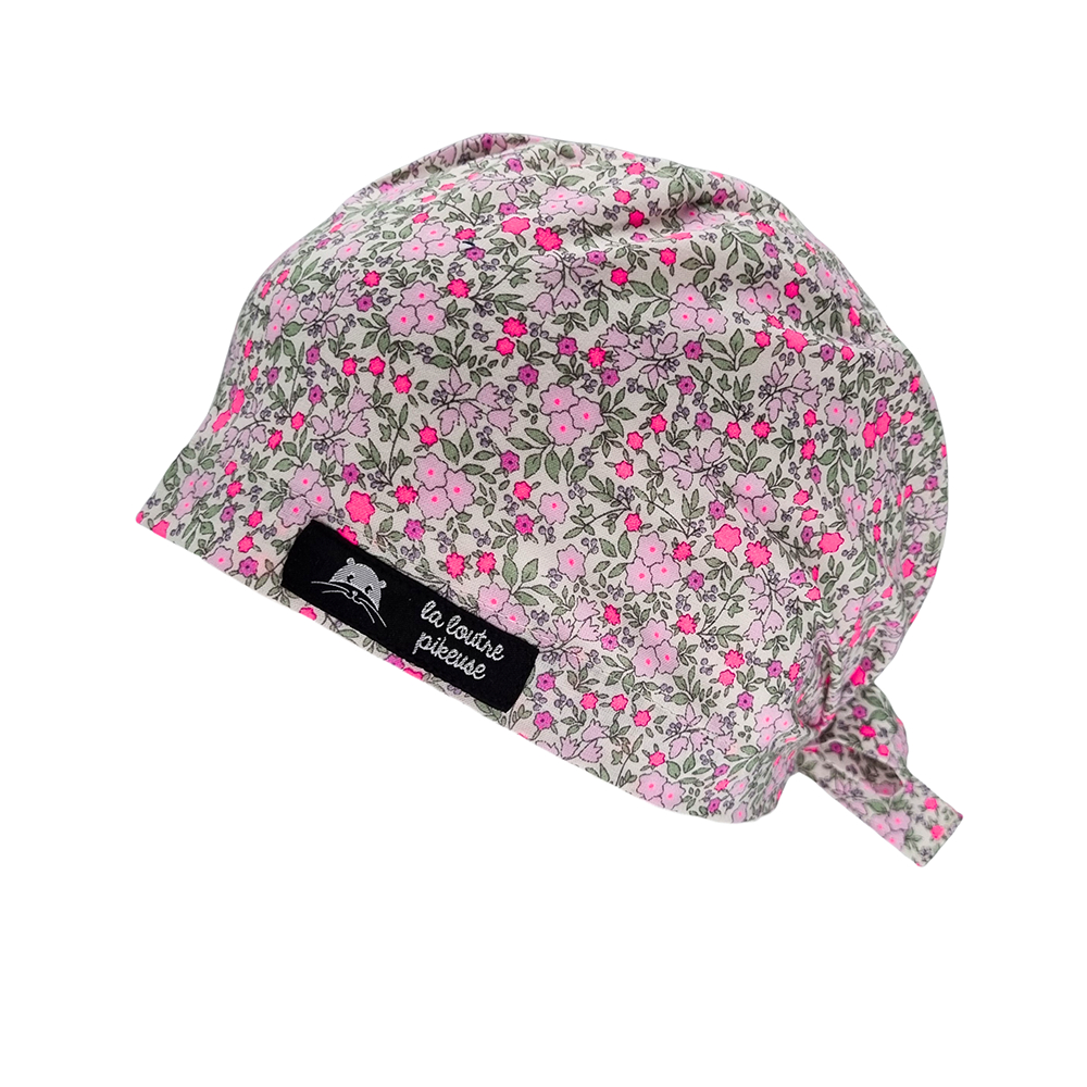 Calot de bloc couvrant avec des fleurs roses fluo
