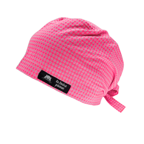 Calot de bloc couvrant vichy rose fluo
