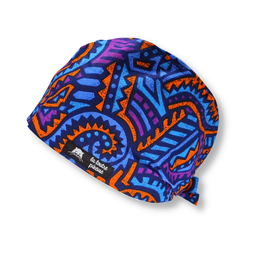 Calot de bloc couvrant - Wax atsou Calot de bloc couvrant wax africain bleu, orange et violet