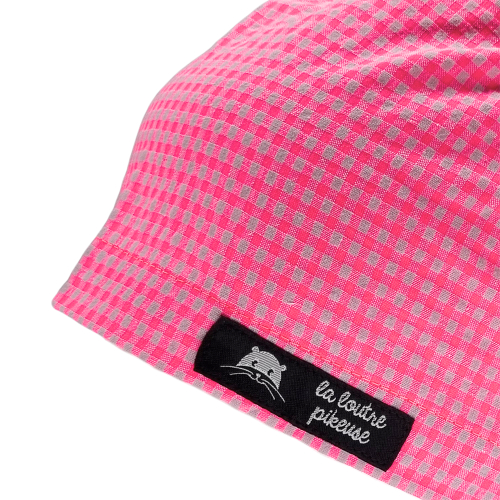 Calot de bloc couvrant vichy rose fluo