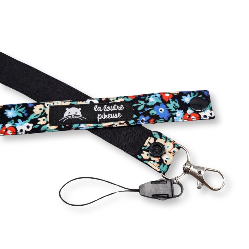 Tour de cou fleuri noir et bleu