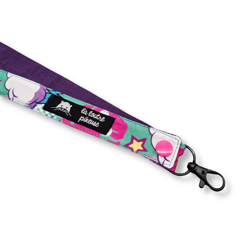 Tour de cou avec des รฉtoiles, รฉclairs, foudre, vert, violet, rose