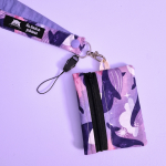 Porte-badge zippé avec des baleines violettes