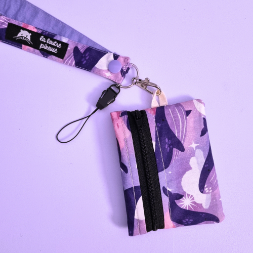 Porte-badge zippé - Baleines Porte-badge zippé avec des baleines violettes