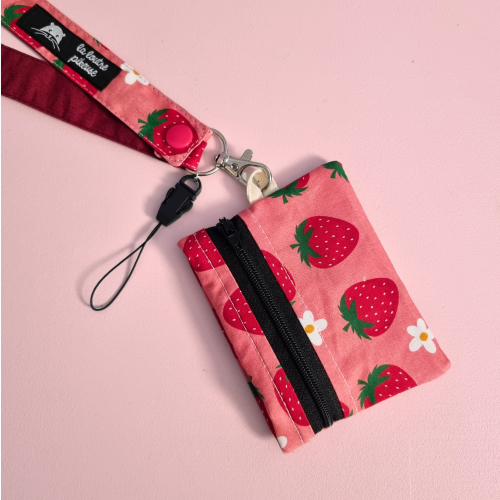 Porte-badge zippé - Ramène ta fraise ! Porte-badge zippé avec des fraises