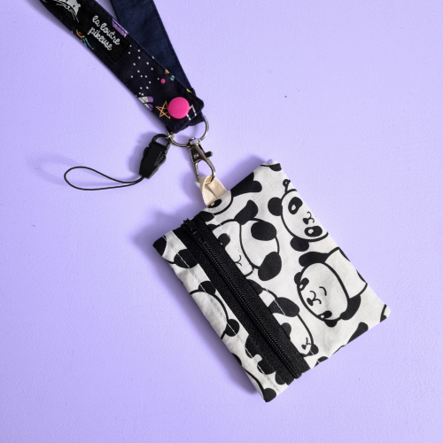 Porte-badge zippé - Panda Porte-badge zippé avec des pandas