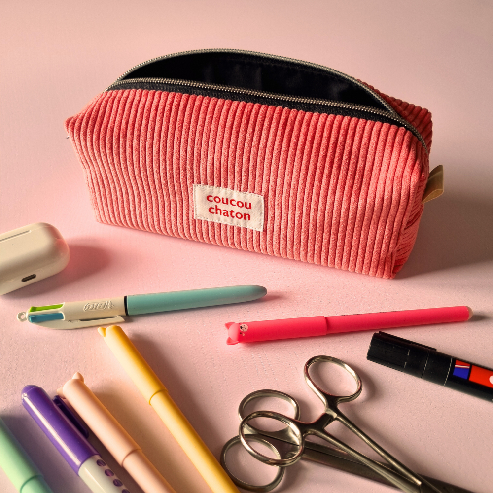 Maxi trousse velours côtelé bleu pastel