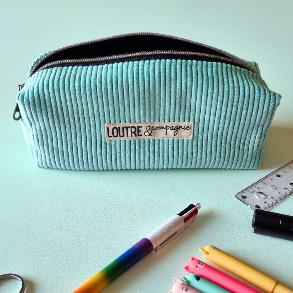 Maxi trousse velours côtelé menthe