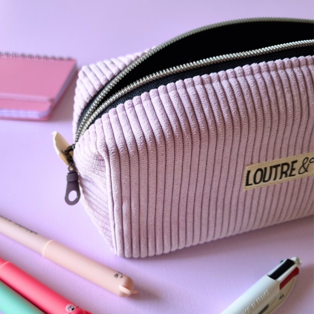 Maxi trousse velours côtelé parme