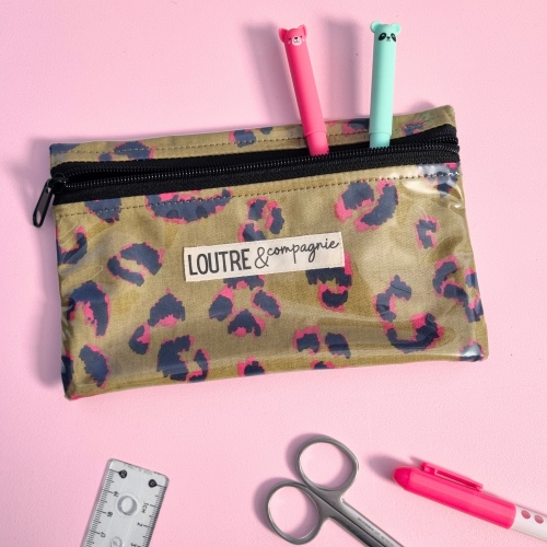 Pochette reverso - Jaguar Pochette reverso plastifiée pour stylos et téléphone motif jaguar
