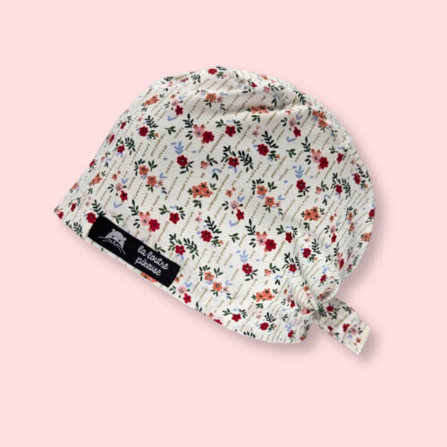 Calot de bloc couvrant - Colette Calot couvrant avec des petites fleurs blanches