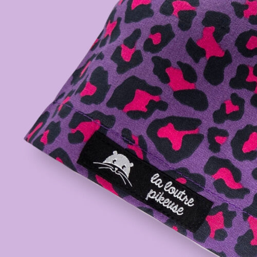 Calot couvrant léopard violet et rose